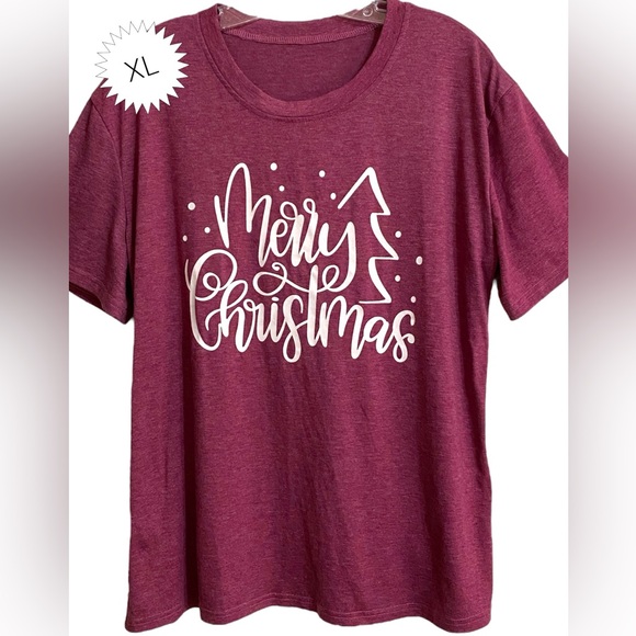 MERRY CHRISTMAS Linen & Cotton Heathered Tee XL - Picture 3 of 8